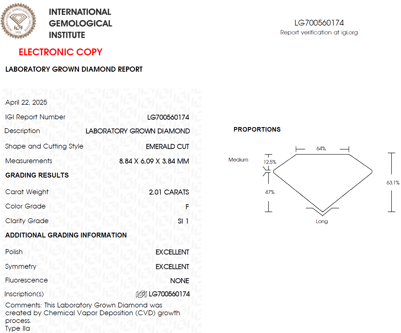 2 CT Emerald Cut Lab Grown Diamond for Engagement Ring | IGI Certified | Best for Anniversary Gift | Gift for Wife