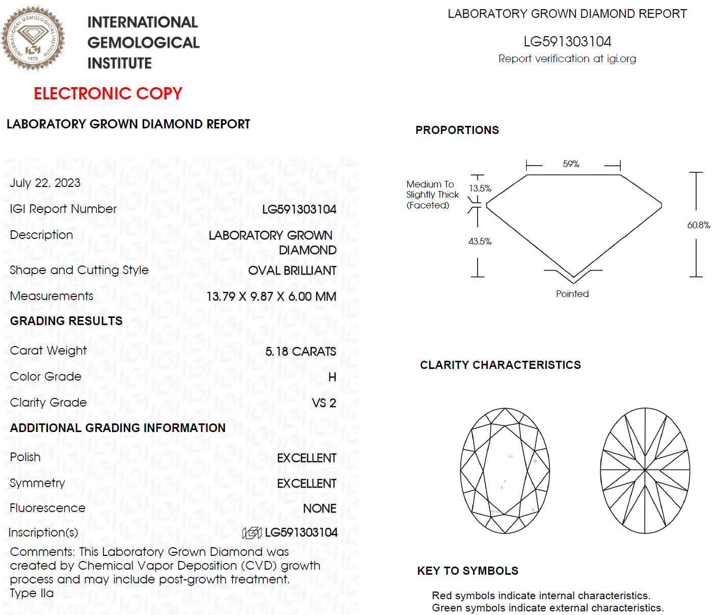 5.18 CT Oval Lab Grown Diamond for Engagement Ring | IGI Certified | Best Gift for Anniversary | Gift for Wife