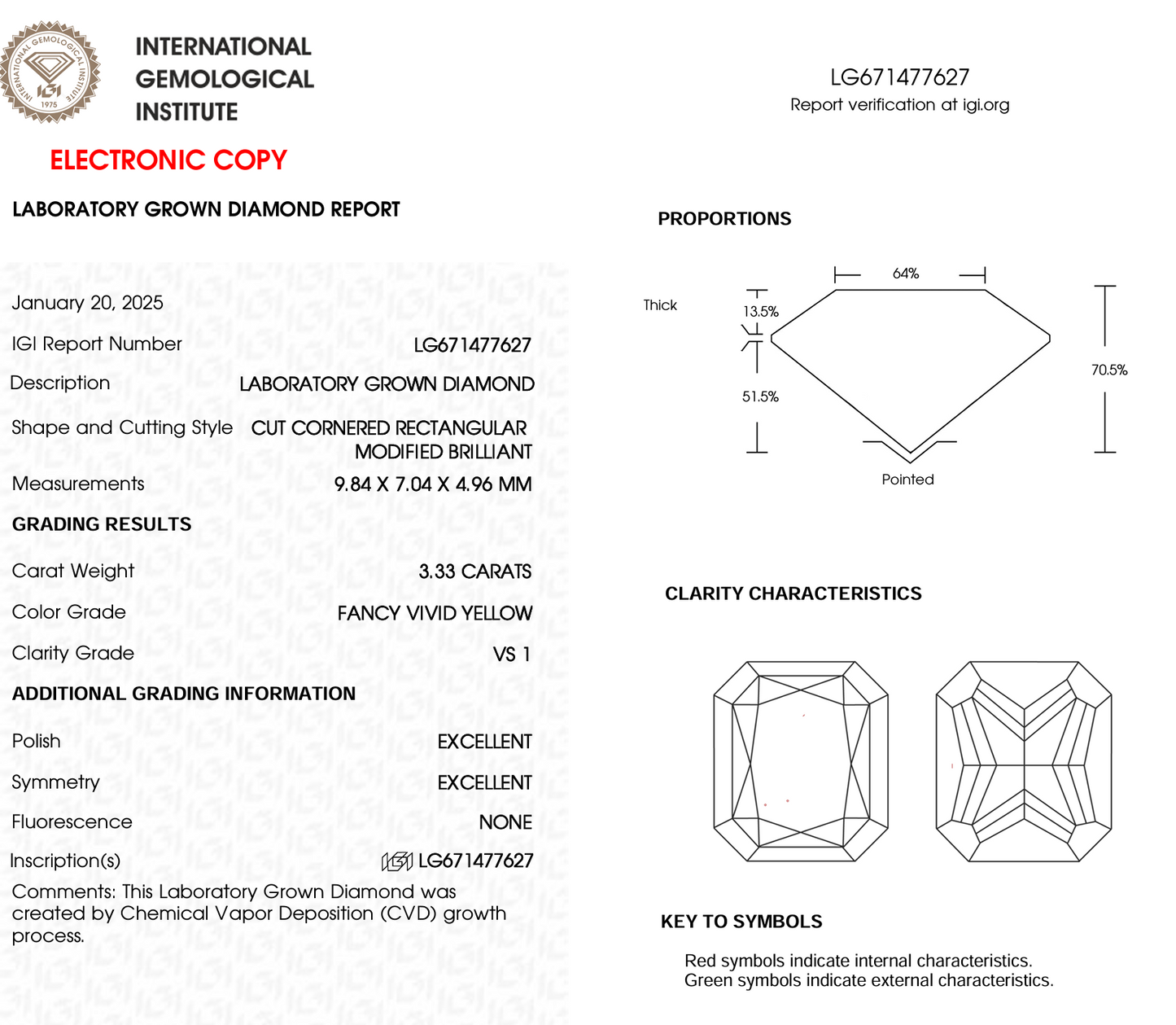 3.33 Carat Radiant Fancy Yellow Lab Diamond – VS1 Clarity, IGI Reported, Sustainable Luxury Gem for Custom Rings or Fine Jewelry