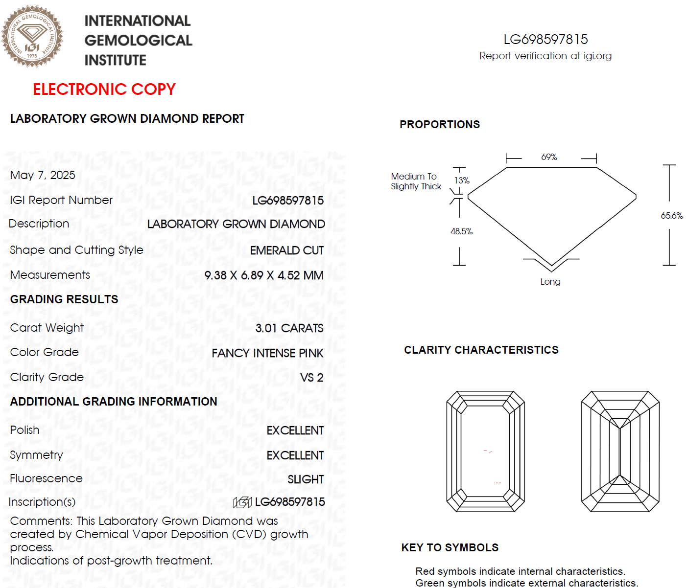 3 CT Pink Emerald Lab Grown Diamond for Earrings | IGI Certified | Best for Anniversary Gift or Necklace