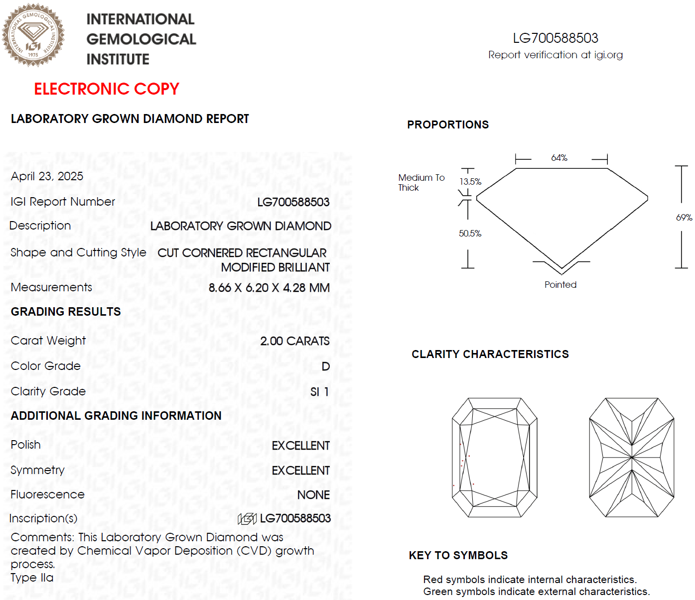 2 CT Radiant Cut Diamond for Anniversary Gift | Best for Necklace or Engagement Ring | IGI Certified | Gift for Man