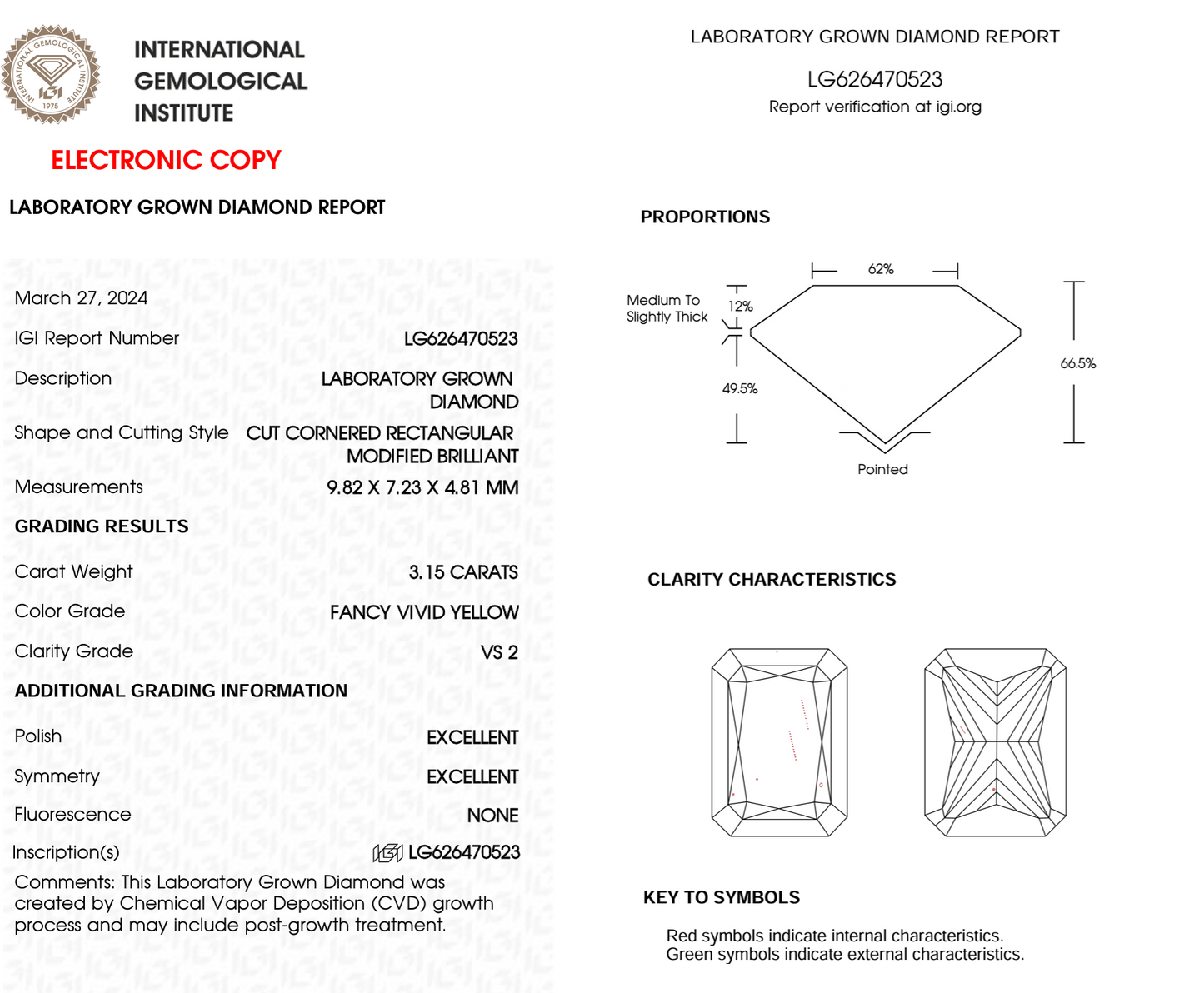 3.15 Carat Radiant-Cut Fancy Intense Yellow Lab-Grown Diamond – IGI Certified Ethical Gemstone for Custom Jewelry