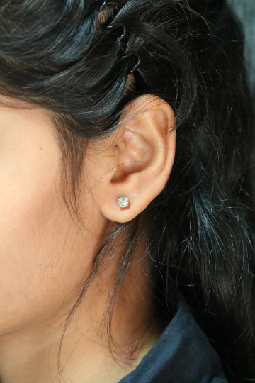 Natural Grey Salt and Pepper Brilliant Round Shape Diamond Earrings - JayKrishna Diamond