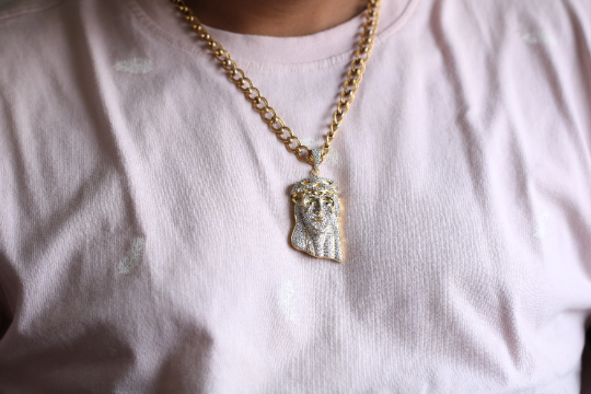 Real 925 Sterling Silver Iced Hip Hop Jesus Piece Pendant Necklace