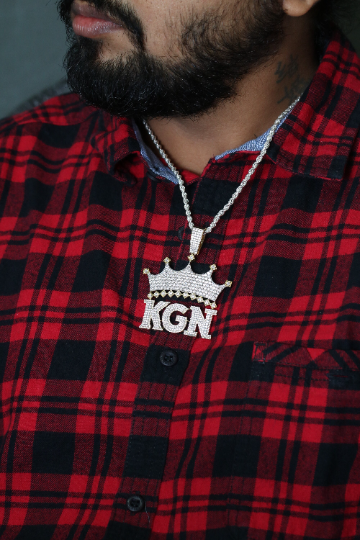 Exclusive 6.9 MM Custom Silver KGN Youngboy Pendant Unleashed! - JayKrishna Diamond