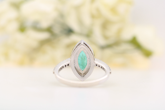Radiant Elegance Stunning 9K White Gold 2 CT Marquise Shape Halo Gemstone Ring - JayKrishna Diamond