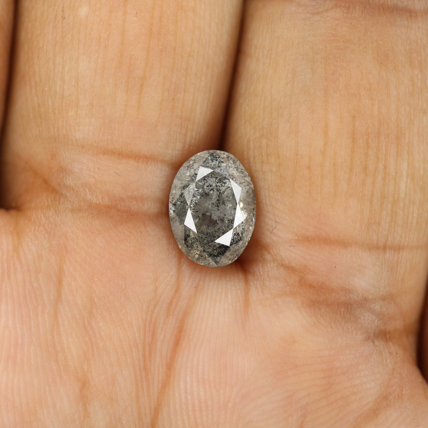 2.76 CT Natural Grey Galaxy Oval Shape Salt And Pepper Diamond For Her - JayKrishna Diamond