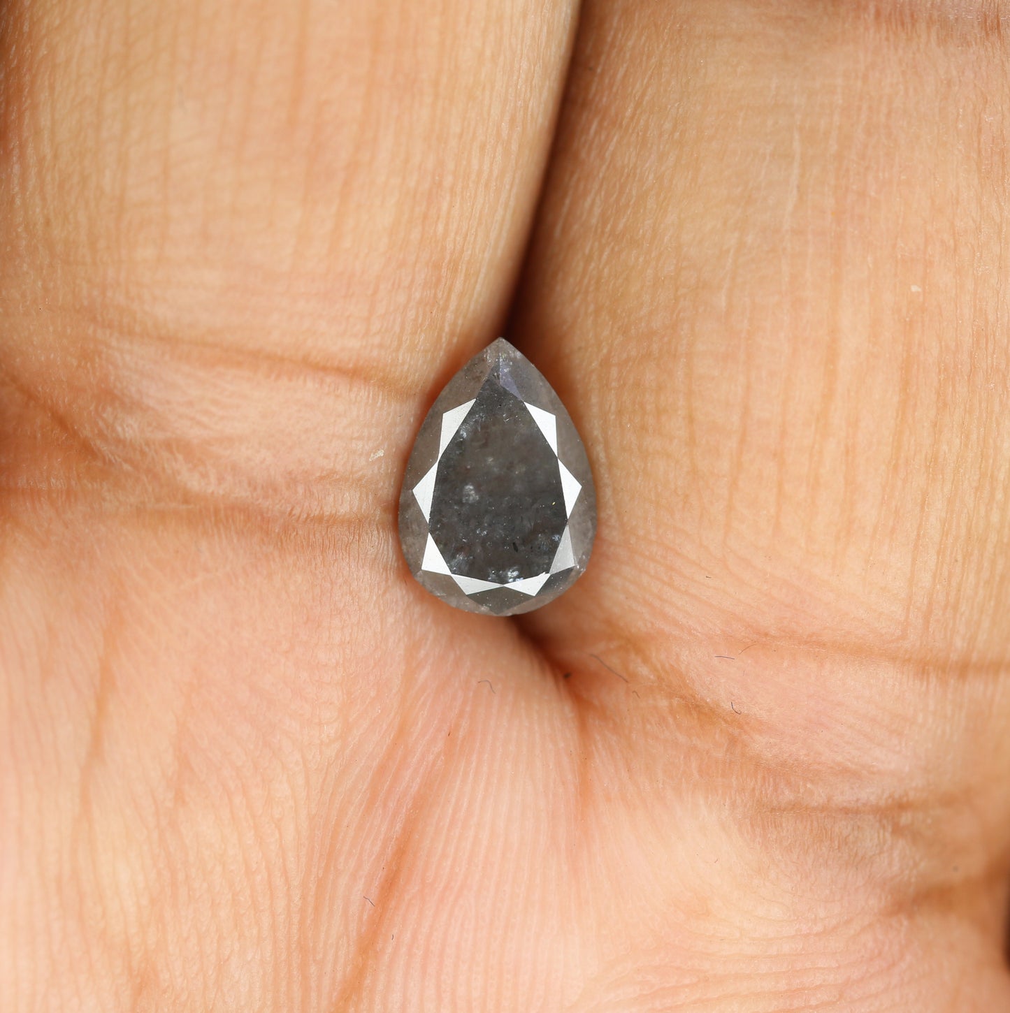 1.15 CT Natural Grey Galaxy Pear Shape Salt And Pepper Diamond For Her - JayKrishna Diamond