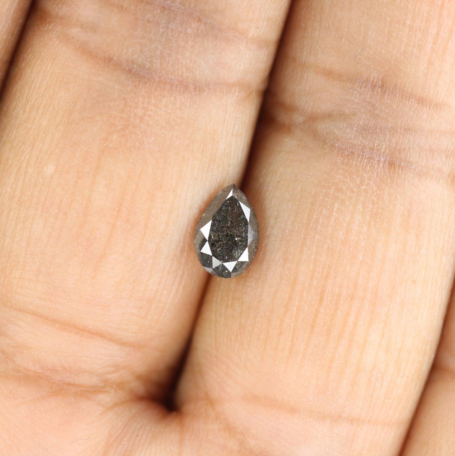 0.92 CT Natural Grey Galaxy Pear Shape Salt And Pepper Diamond For Her - JayKrishna Diamond