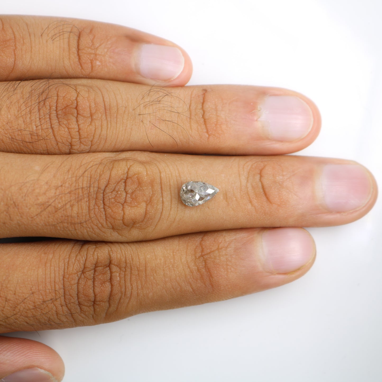 1.35 CT Rustic Pear Shape Salt And Pepper Diamond For Statement Jewelry | Engagement Ring - JayKrishna Diamond