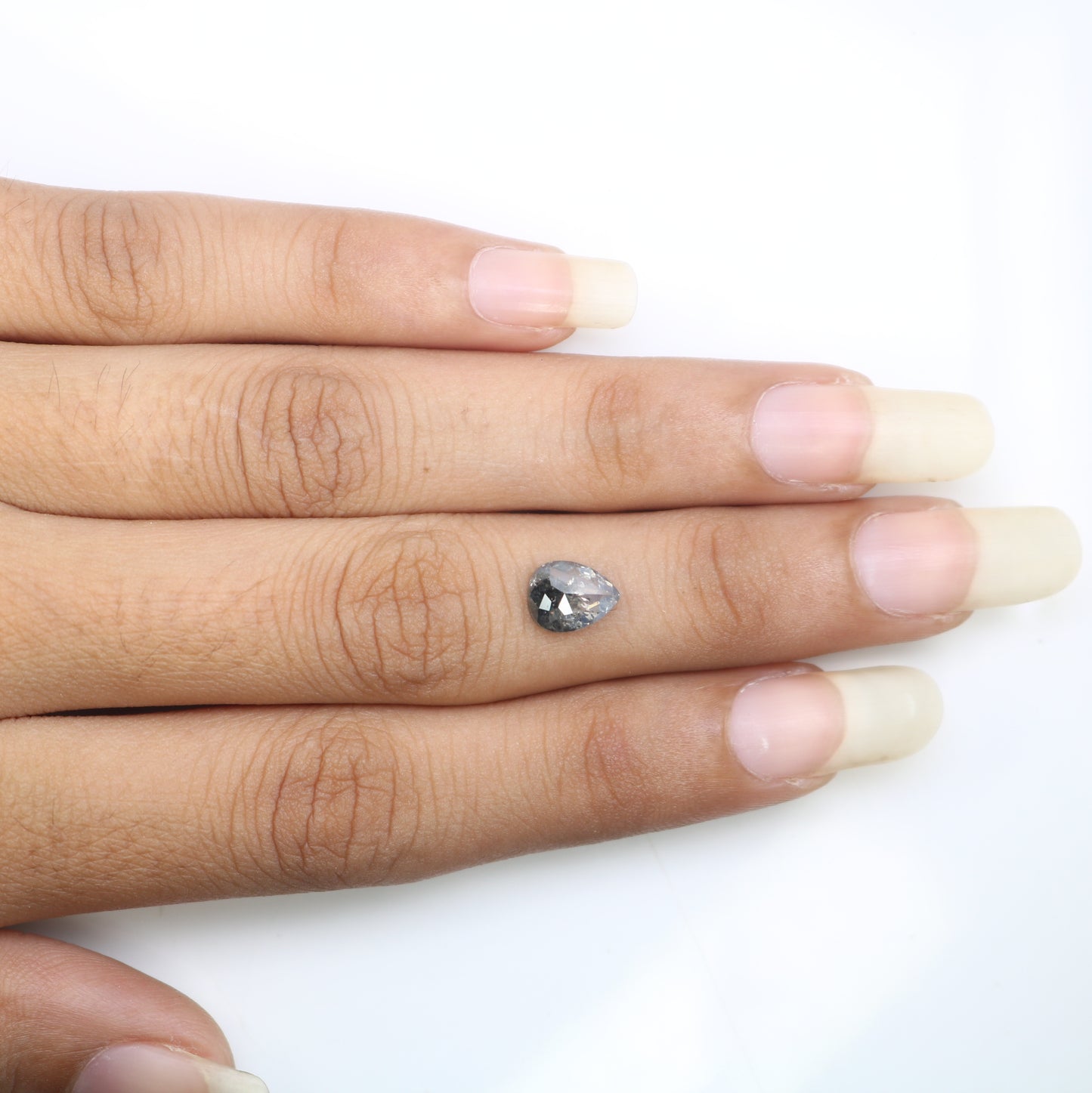 1.44 CT Pear Shape Salt And Pepper Diamond For Proposal Ring - JayKrishna Diamond