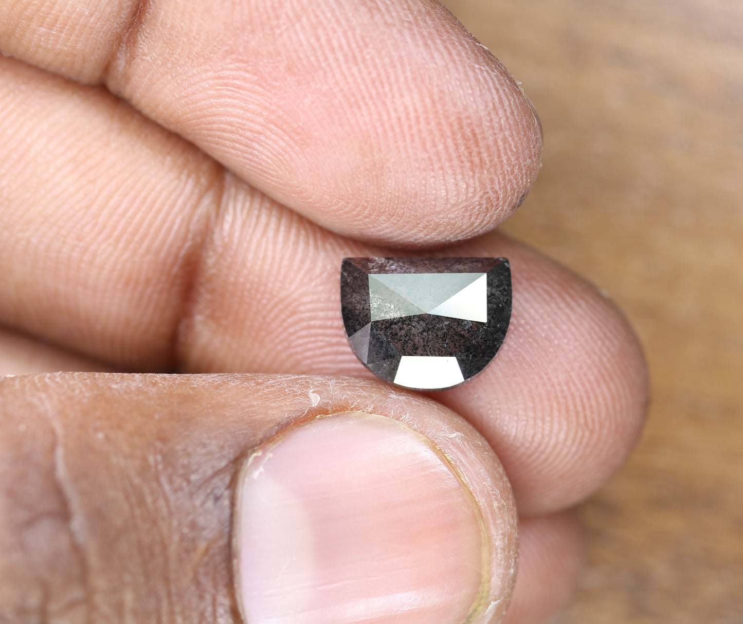 3.07 CT 8.30 MM Salt and Pepper Half Moon Shape Diamond For Engagement Ring | Pendant | Bracelet - JayKrishna Diamond