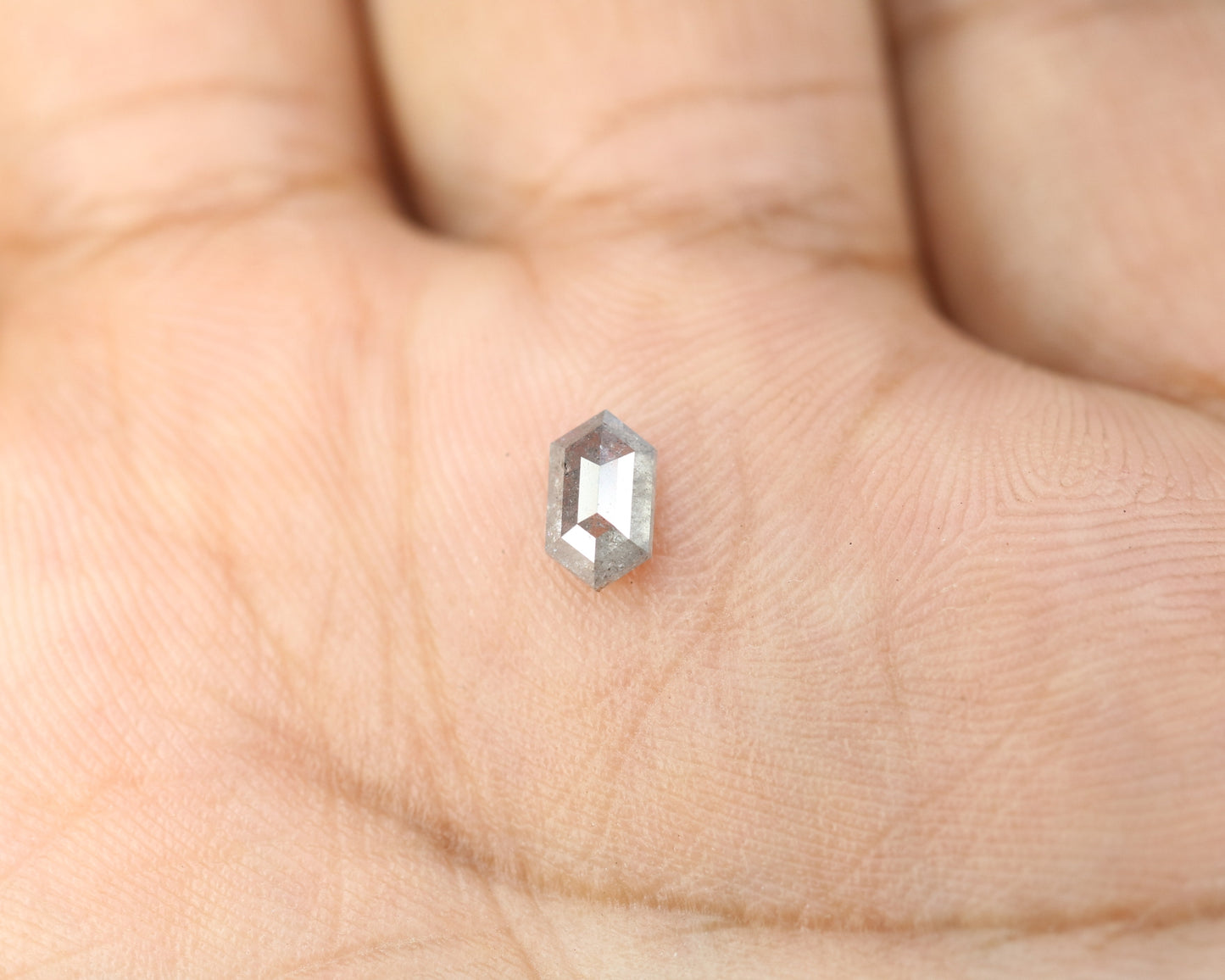 0.60 CT Hexagon Shape Salt and Pepper Rustic Diamond Halo Engagement Ring: A Unique Gift for Her - JayKrishna Diamond