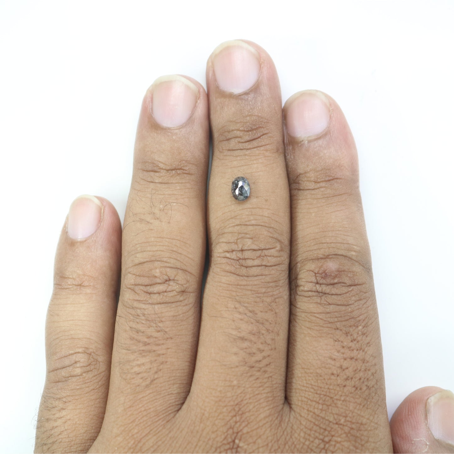 0.69 CT Oval Shape Salt And Pepper Rustic Diamond For Engagement Ring | Diamond Pendant | Gift For Her - JayKrishna Diamond