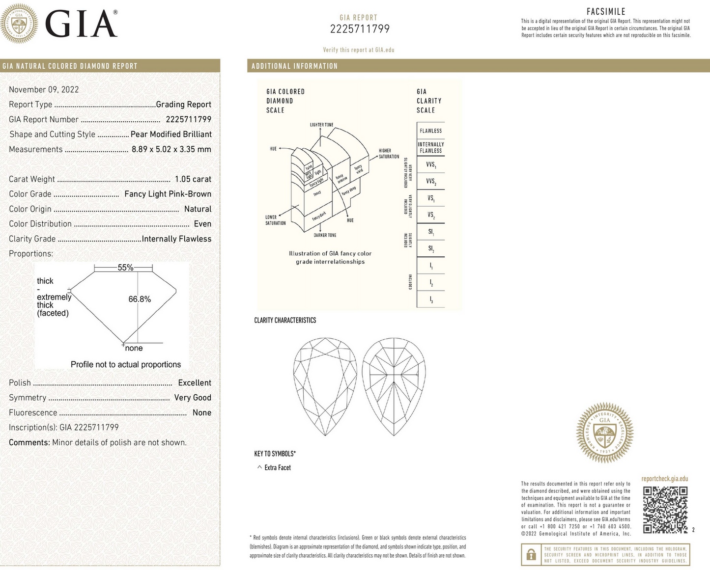1.05 Carat Fancy Light Pink Brown Color Natural Diamond Pair.