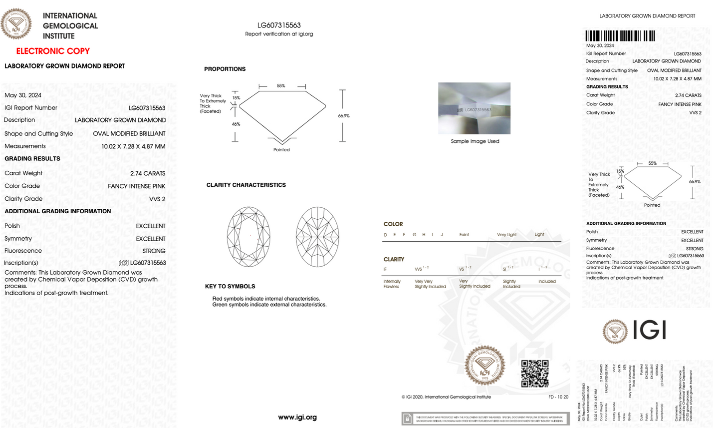 2.74 Carat Fancy Intense Pink Oval Cut Lab Grown Diamond | VVS2 Clarity | IGI Certified Loose Diamond