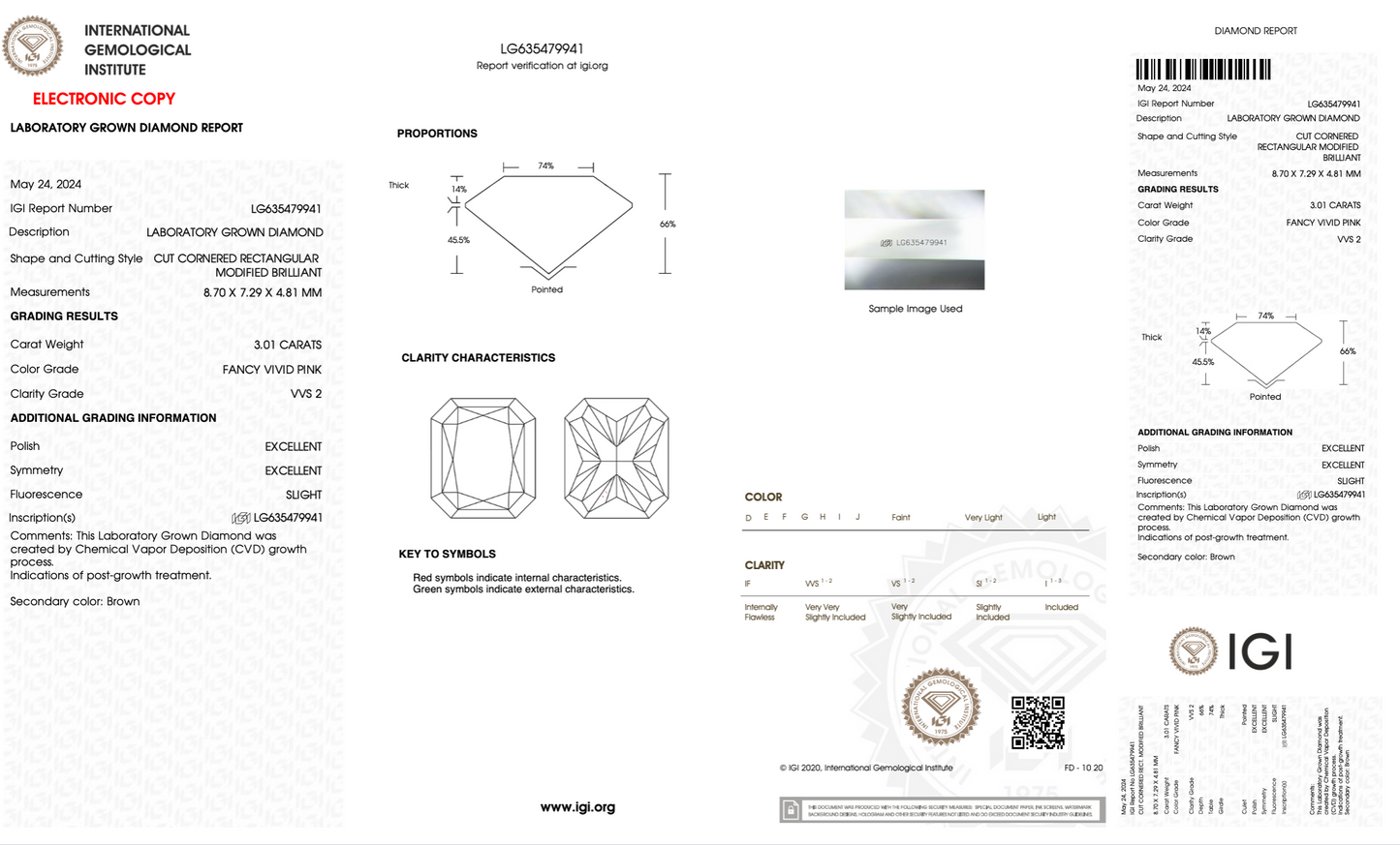 3 CT Fancy Vivid Pink Color Radiant Cut Lab Grown Diamond | IGI Certified Loose Diamond