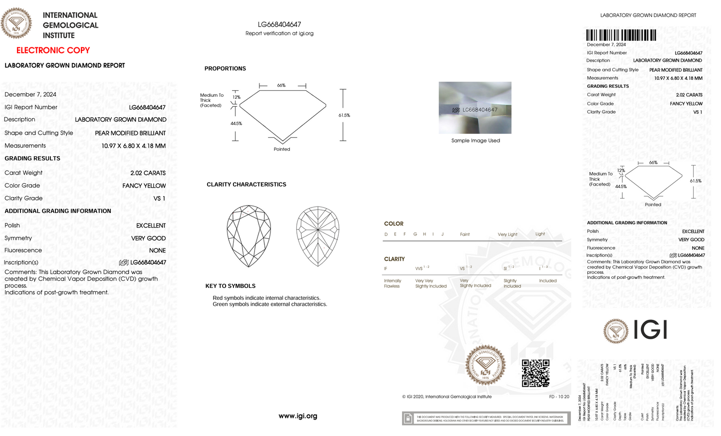 2.00 CT Pear Shape Lab Grown Diamond Fancy Yellow Color | IGI Certified | Lab Created Diamond for Jewelry