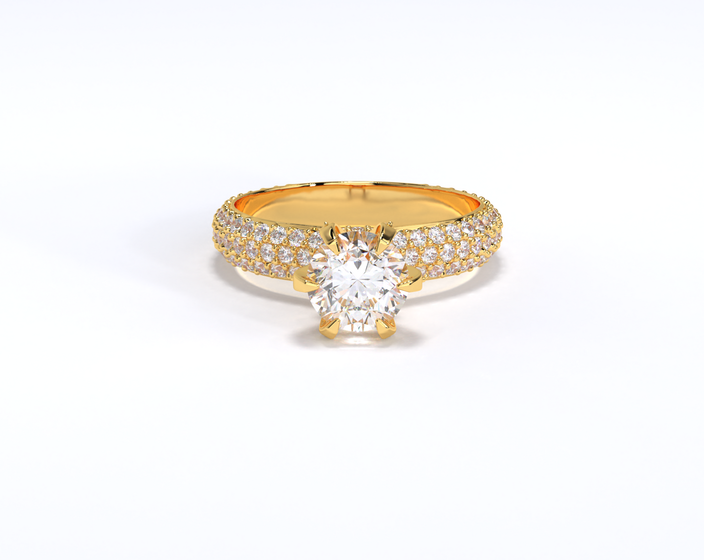 Yellow Gold Pave Band Pear Halo Black Rutilated Quartz Engagement Ring - JayKrishna Diamond