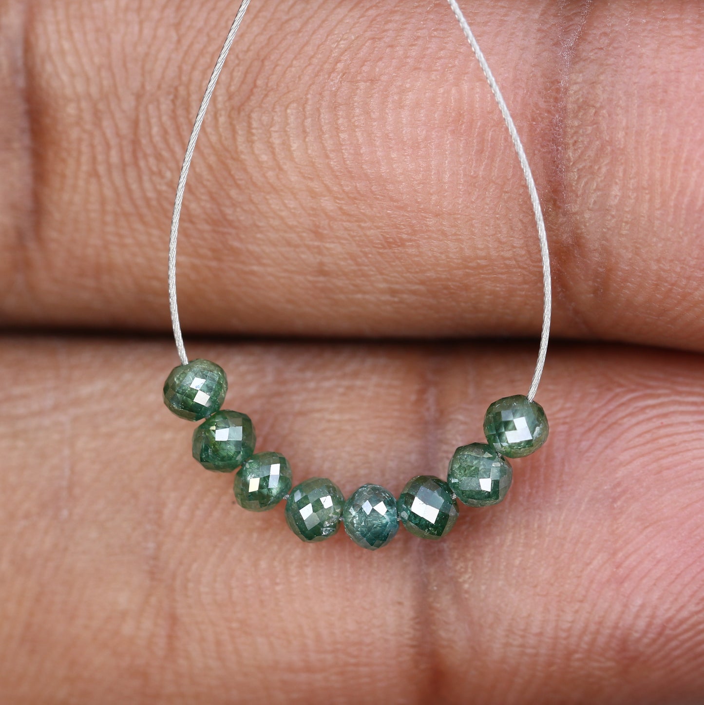 1.62 Carat Natural Loose Green Color Round Beads Diamond Bracelet - JayKrishna Diamond