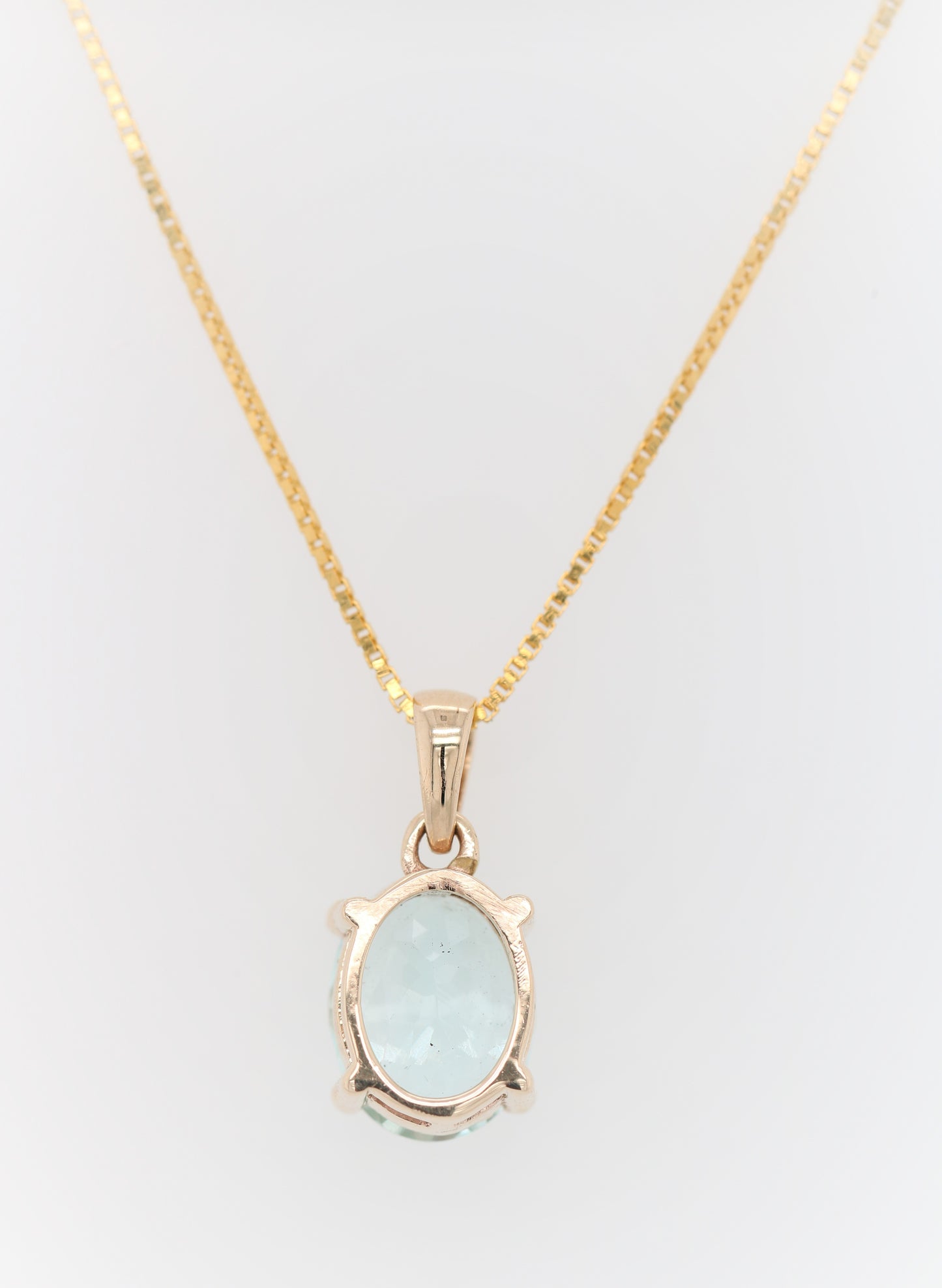 Green Aquamarine Oval Stone Pendant with 18K Yellow Gold Chain Necklace For Women - JayKrishna Diamond