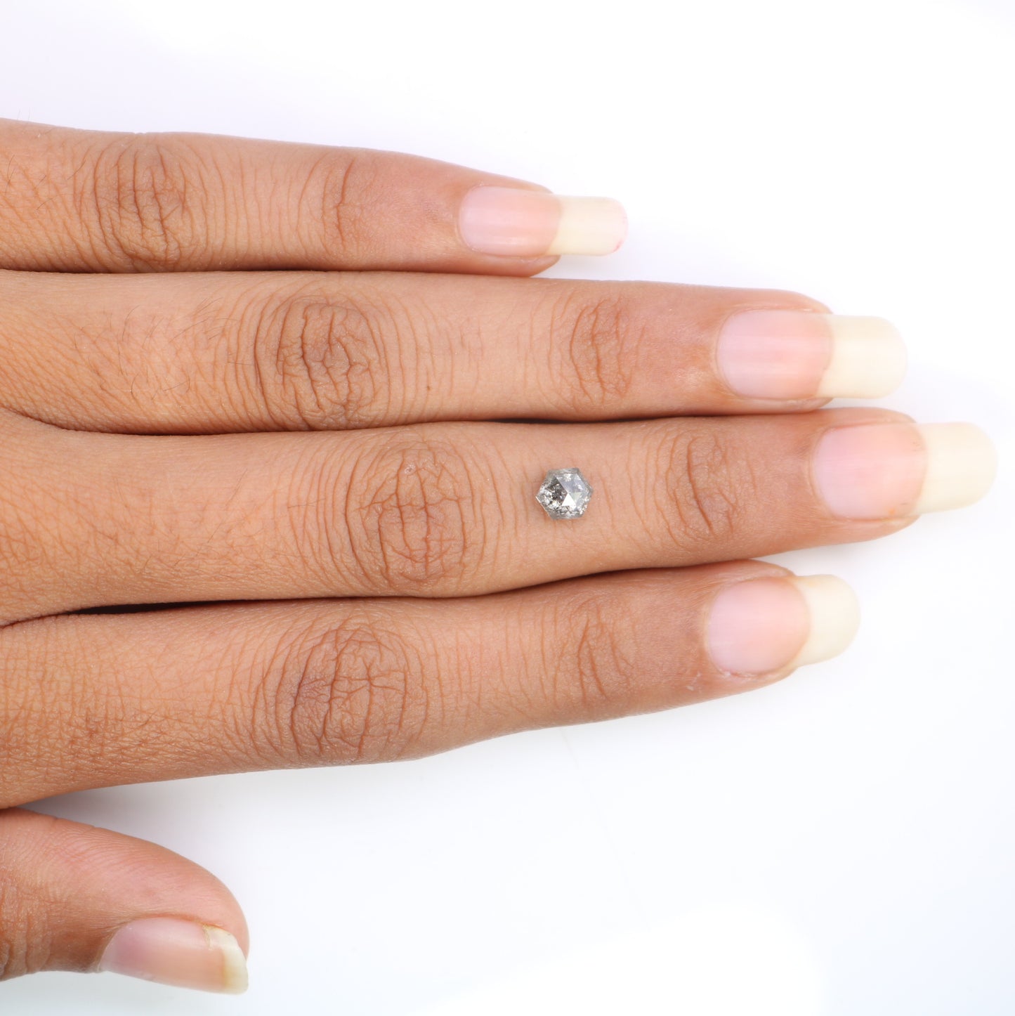 0.76 Carat Salt And Pepper Loose Natural Hexagon Shaped Diamond For Wedding Ring - JayKrishna Diamond