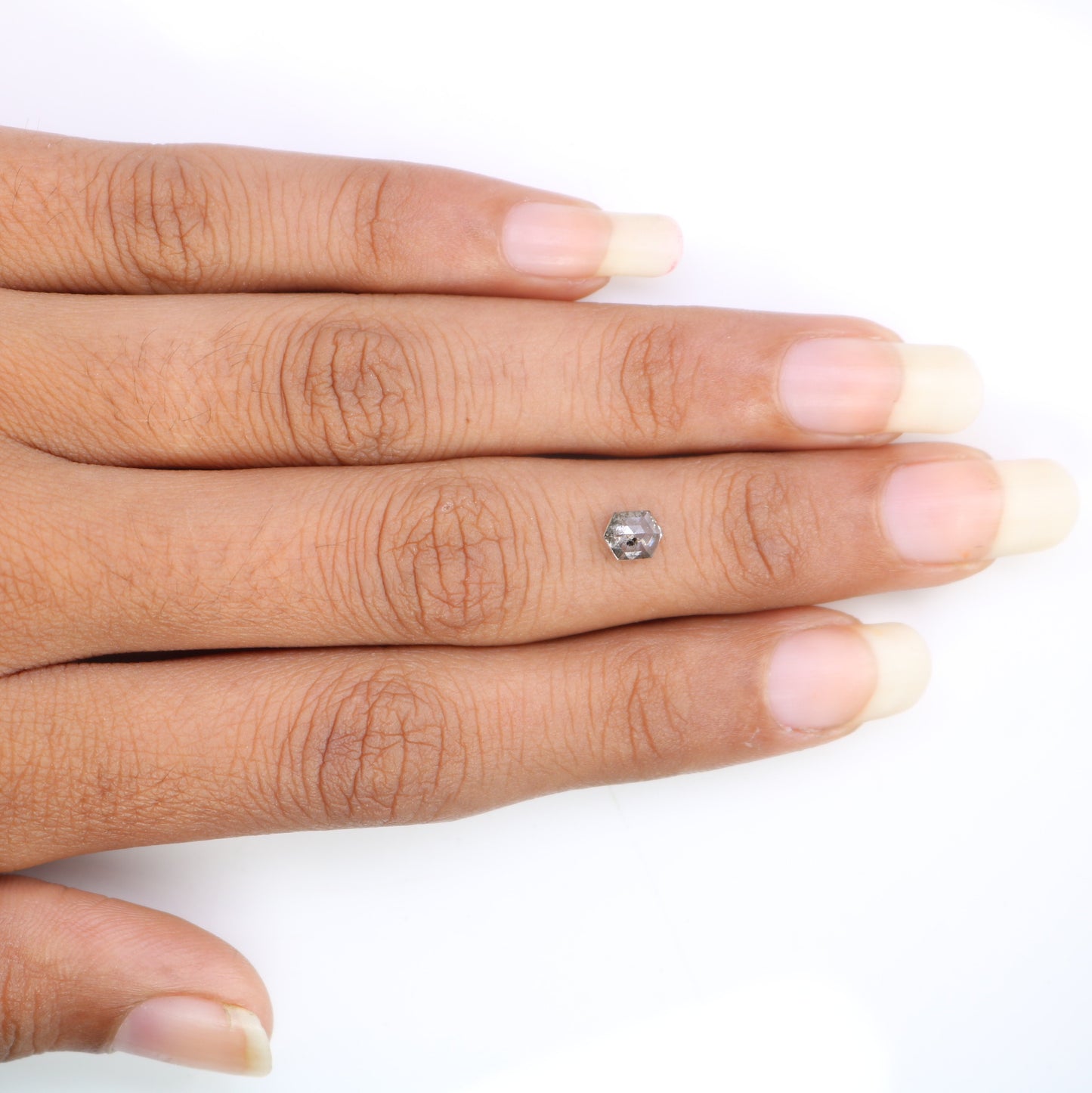 0.54 CT Loose Salt And Pepper Hexagon Shaped Diamond For Galaxy Ring - JayKrishna Diamond