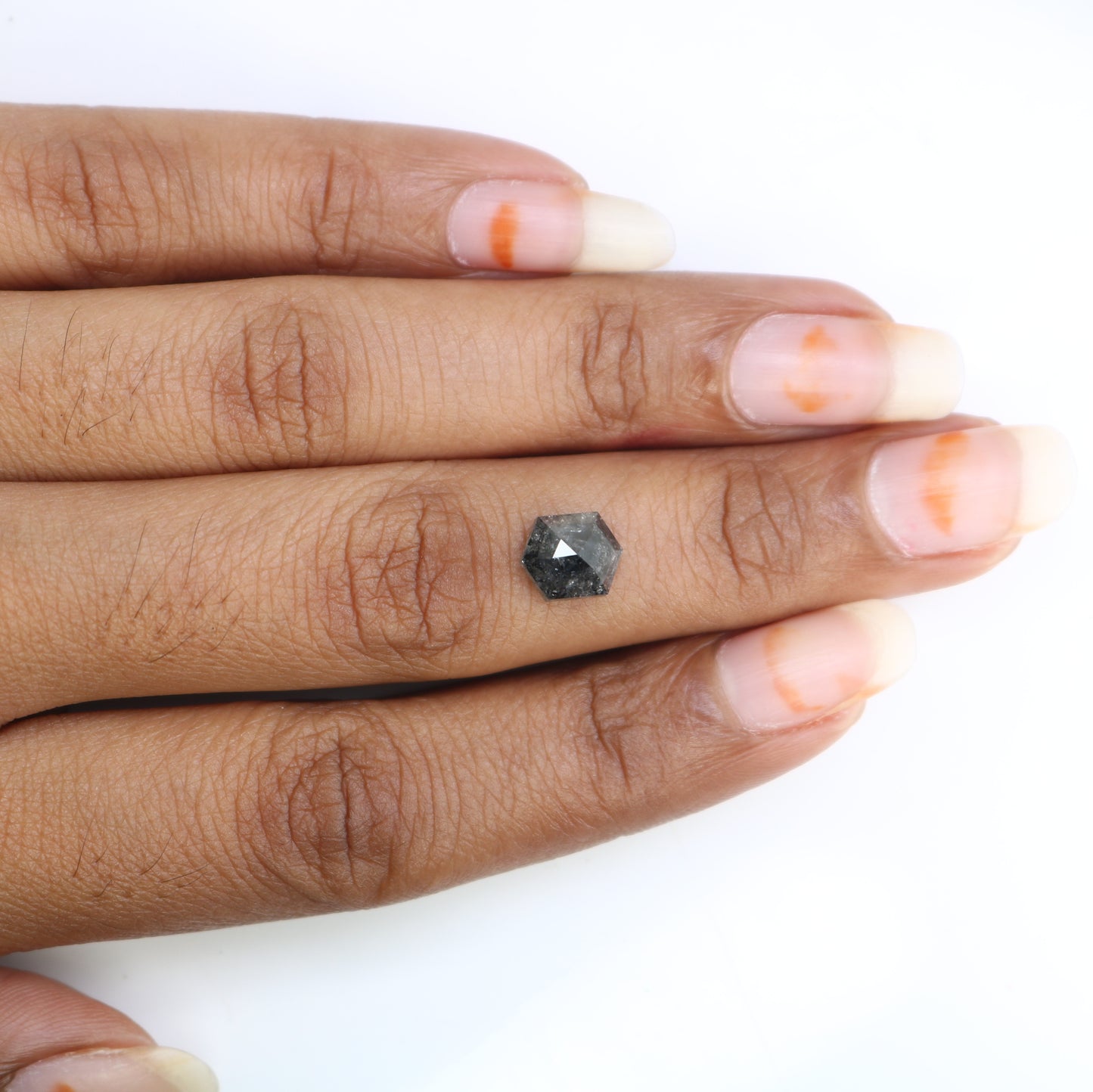 2.47 CT Salt And Pepper Elongated Hexagon Shape Diamond For Engagement Ring - JayKrishna Diamond