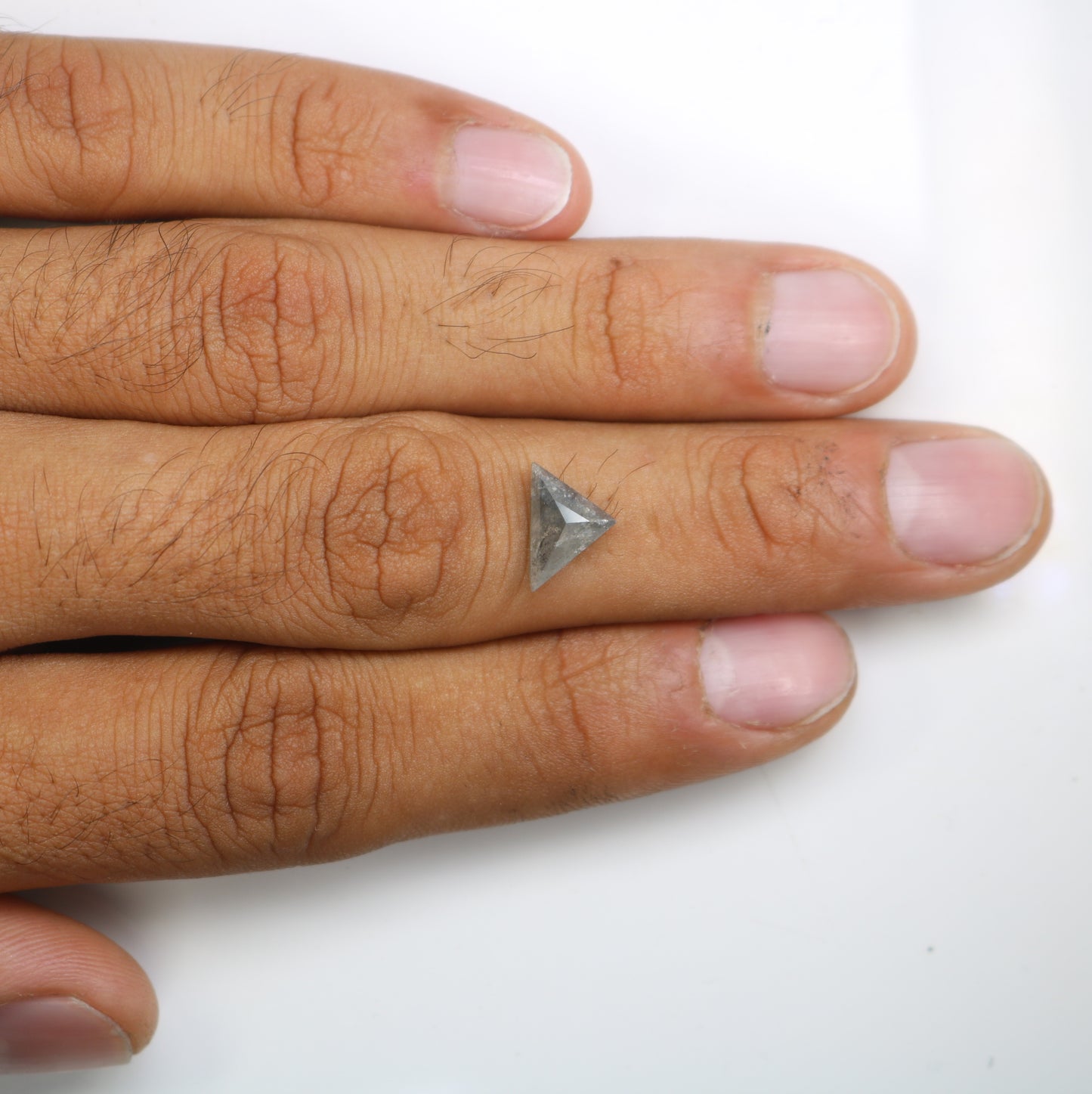 1.75 CT Salt And Pepper Triangle Shape Diamond For Engagement Ring - JayKrishna Diamond