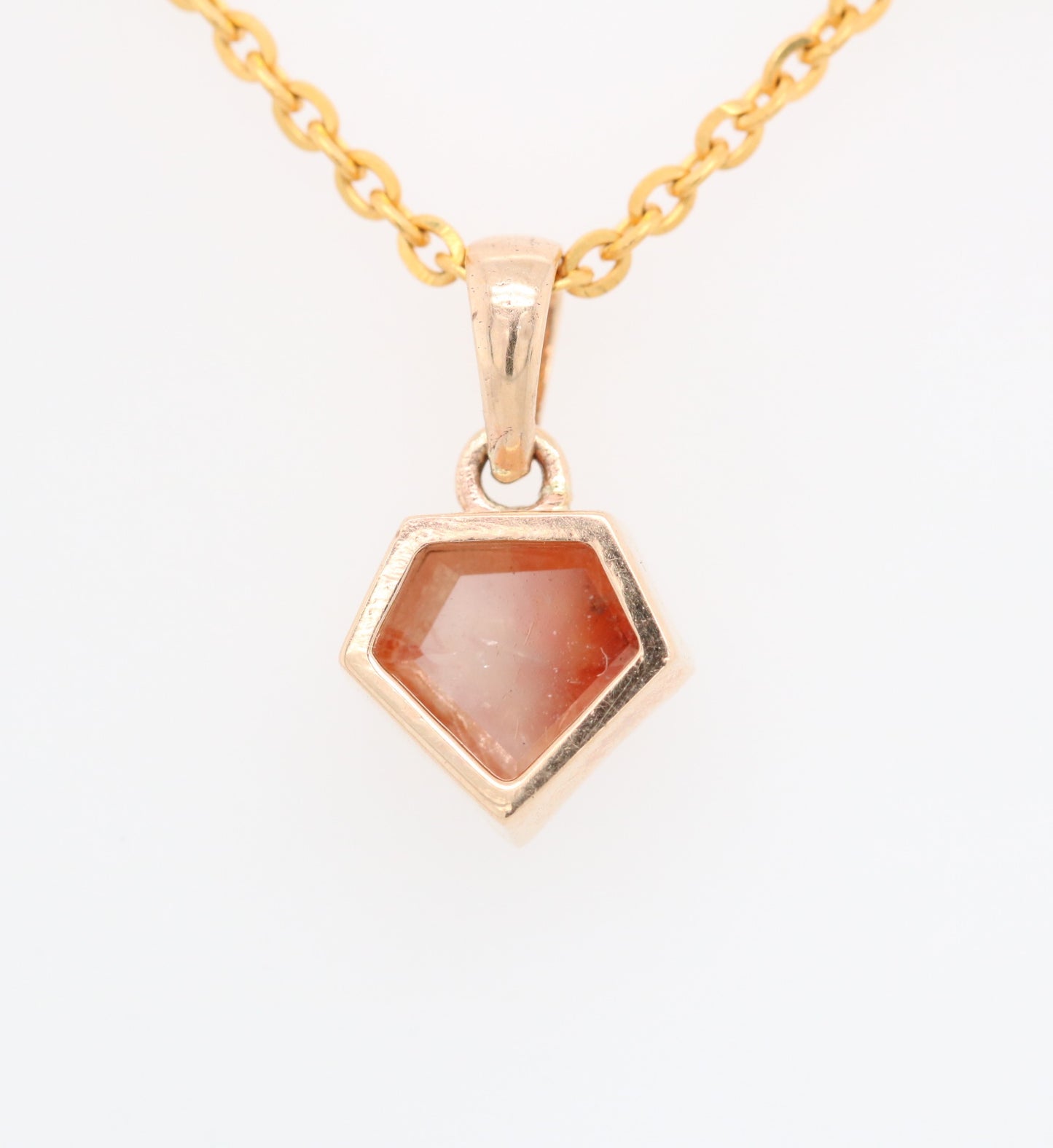 Shield Cut Peach Diamond Pendant with 18K Yellow Gold Chain Necklace For Women - JayKrishna Diamond