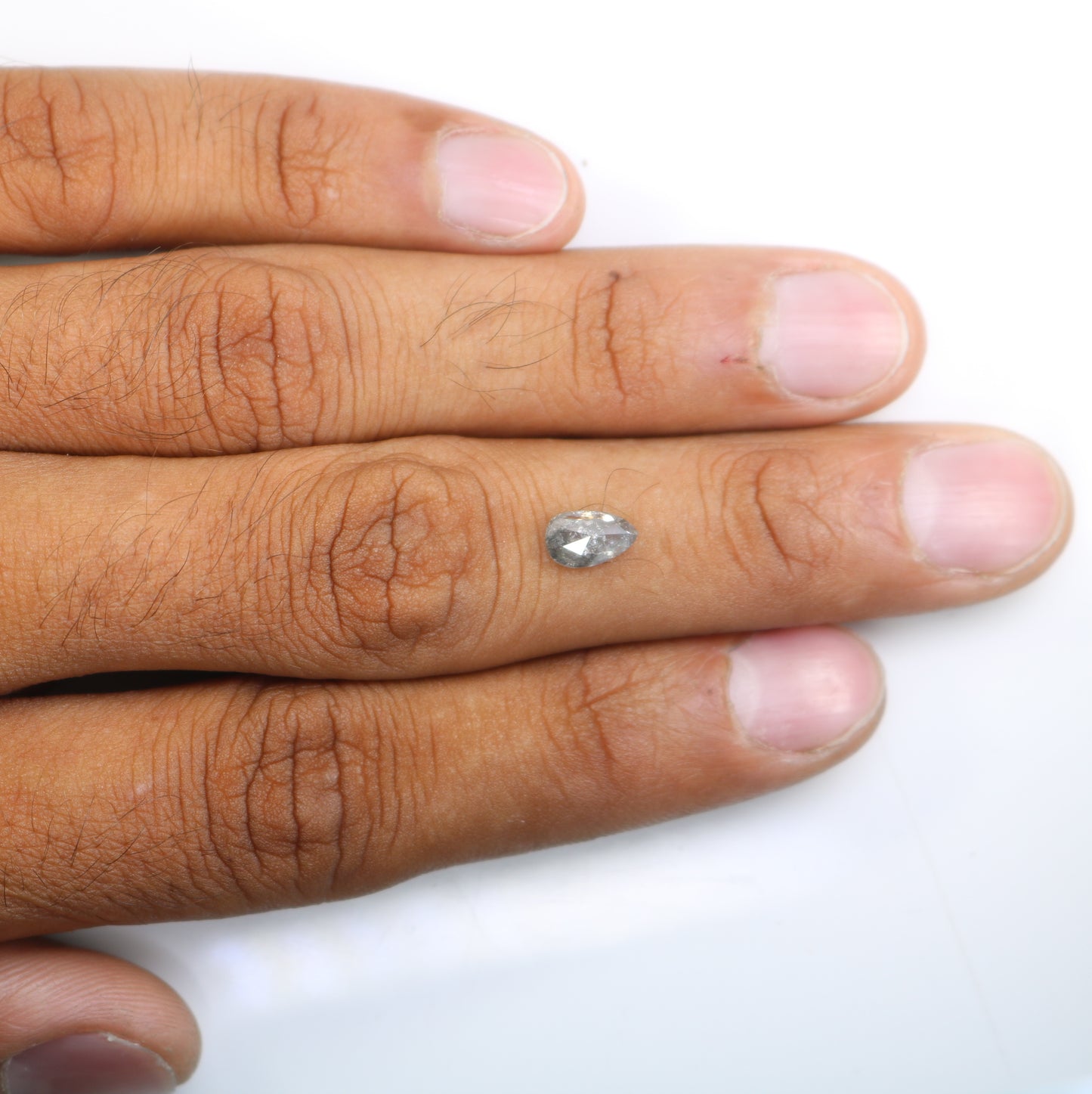 Pear Cut Diamond 0.97 Carat Natural Loose Salt And Pepper Diamond - JayKrishna Diamond