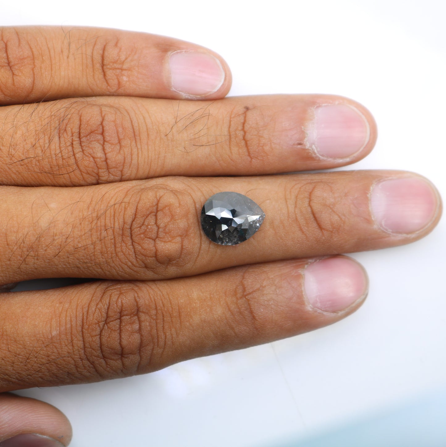 5.15 CT 13.30 MM Pear Shape Salt And Pepper Diamond For Engagement Ring - JayKrishna Diamond