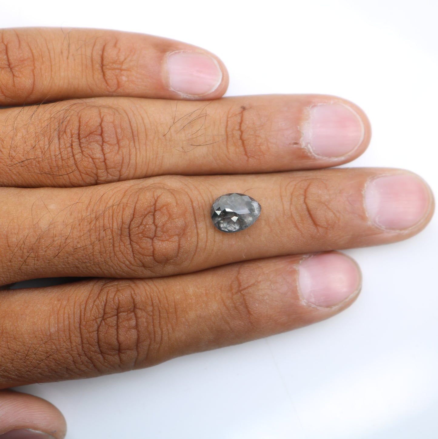 3.25 CT 10.80 MM Salt And Pepper Pear Shape Diamond For Engagement Ring - JayKrishna Diamond