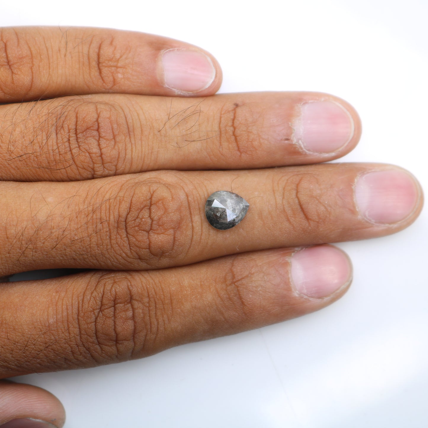 2.34 CT 9.70 MM Pear Shape Salt And Pepper Diamond For Engagement Ring - JayKrishna Diamond