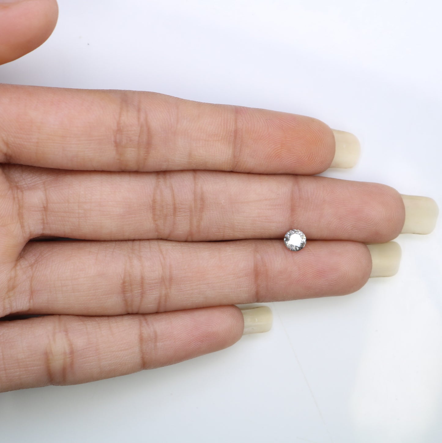 0.41 CT 4.50 x 3.00 MM Round Salt And Pepper Loose Brilliant Cut Diamond For Engagement Ring - JayKrishna Diamond