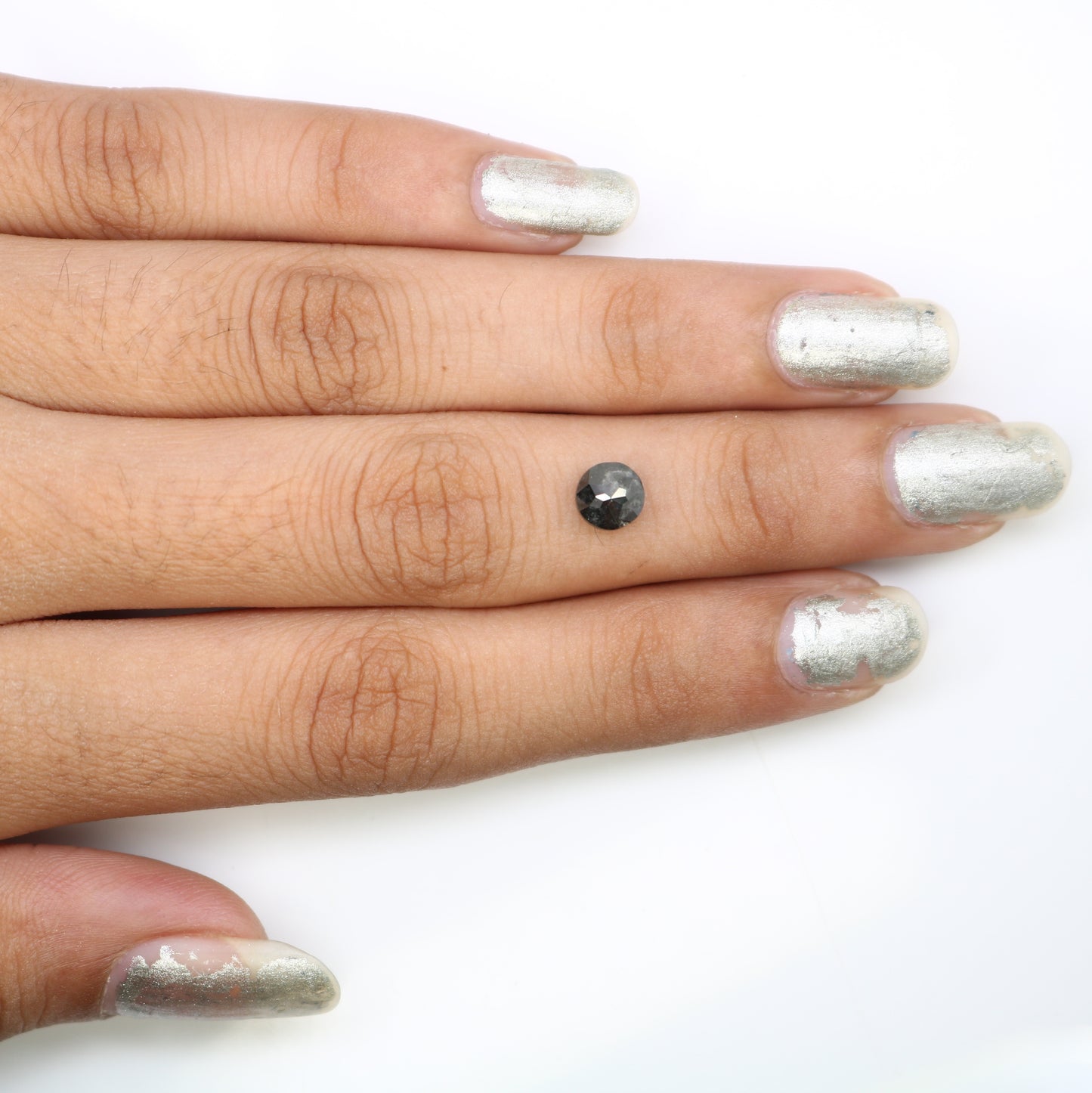 1.24 CT 5.90 MM Round Rose Cut Salt And Pepper Diamond For Galaxy Ring - JayKrishna Diamond