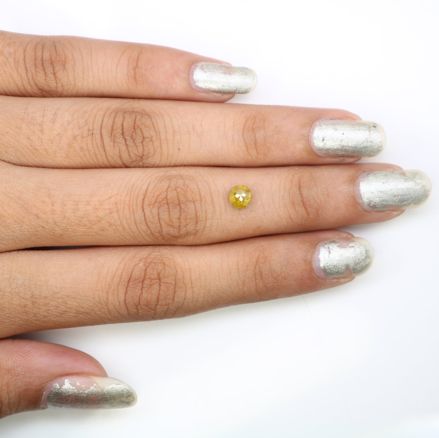 0.67 CT 4.80 x 3.10 MM Fancy Yellow Round Rose Cut Diamond for Promise Ring - Unique Gemstone for Custom Jewelry Creations - JayKrishna Diamond