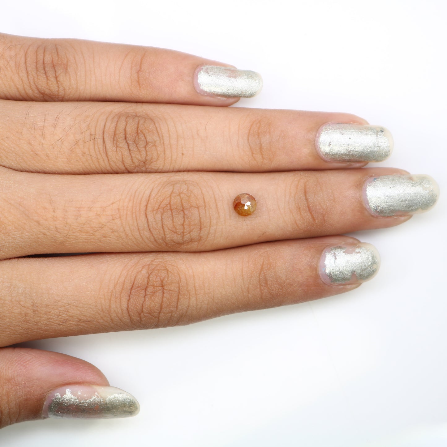 0.67 CT Natural Orange Round Rose Cut Diamond for Promise Ring - Unique Gemstone for Custom Jewelry Designs - JayKrishna Diamond