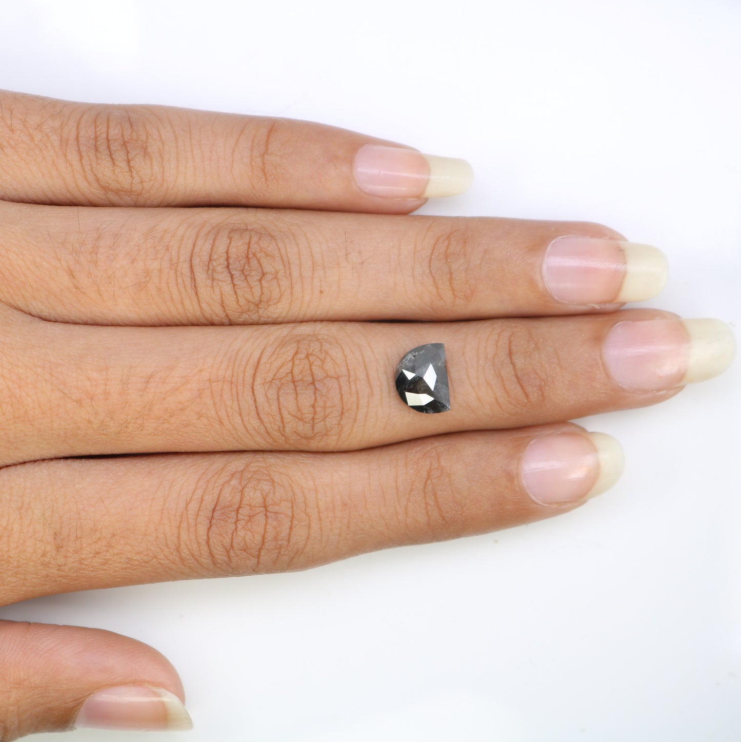 1.73 Carat Half Moon Shape Natural Salt And Pepper Diamond For Wedding Ring - JayKrishna Diamond