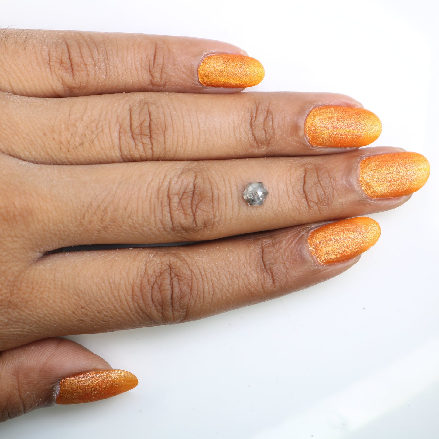 0.90 CT Hexagon Cut 5.90 MM Loose Salt And Pepper Diamond For Engagement Ring - JayKrishna Diamond