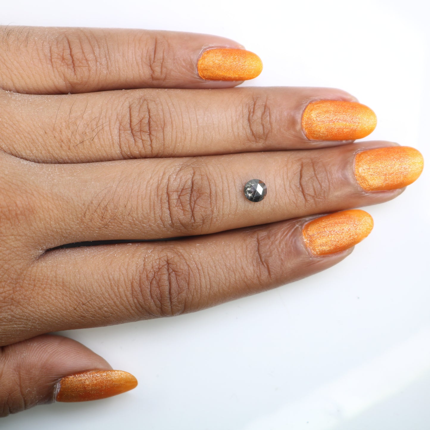 0.66 Carat Loose Round Rose Cut Diamond (5.20 x 2.60 MM) - Natural Salt and Pepper Diamond for Engagement Ring - Unique Gemstone for Custom Jewelry - JayKrishna Diamond