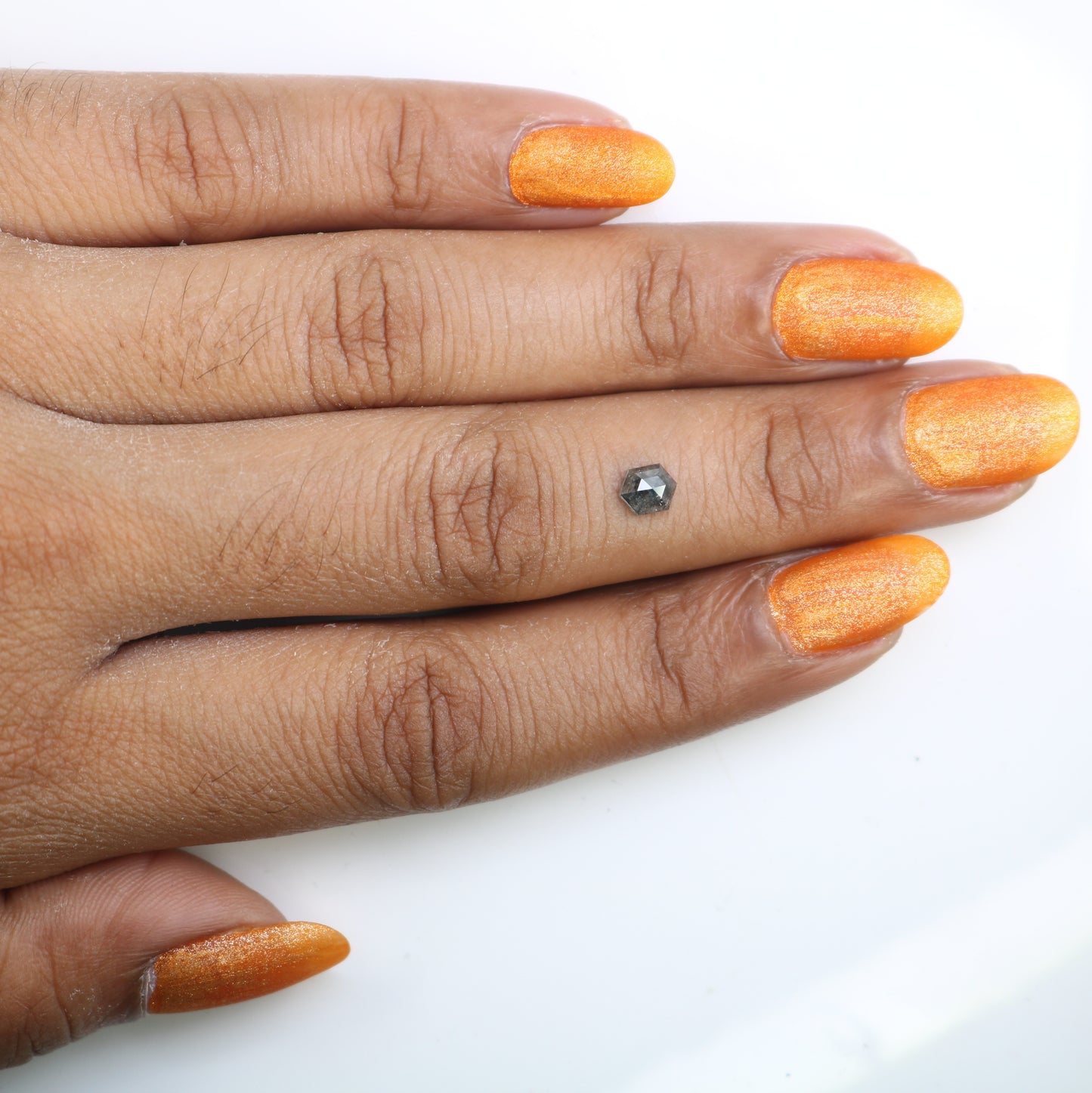 0.54 CT Loose Hexagon Shape Diamond 5.20 MM Salt And Pepper Diamond Ring - JayKrishna Diamond