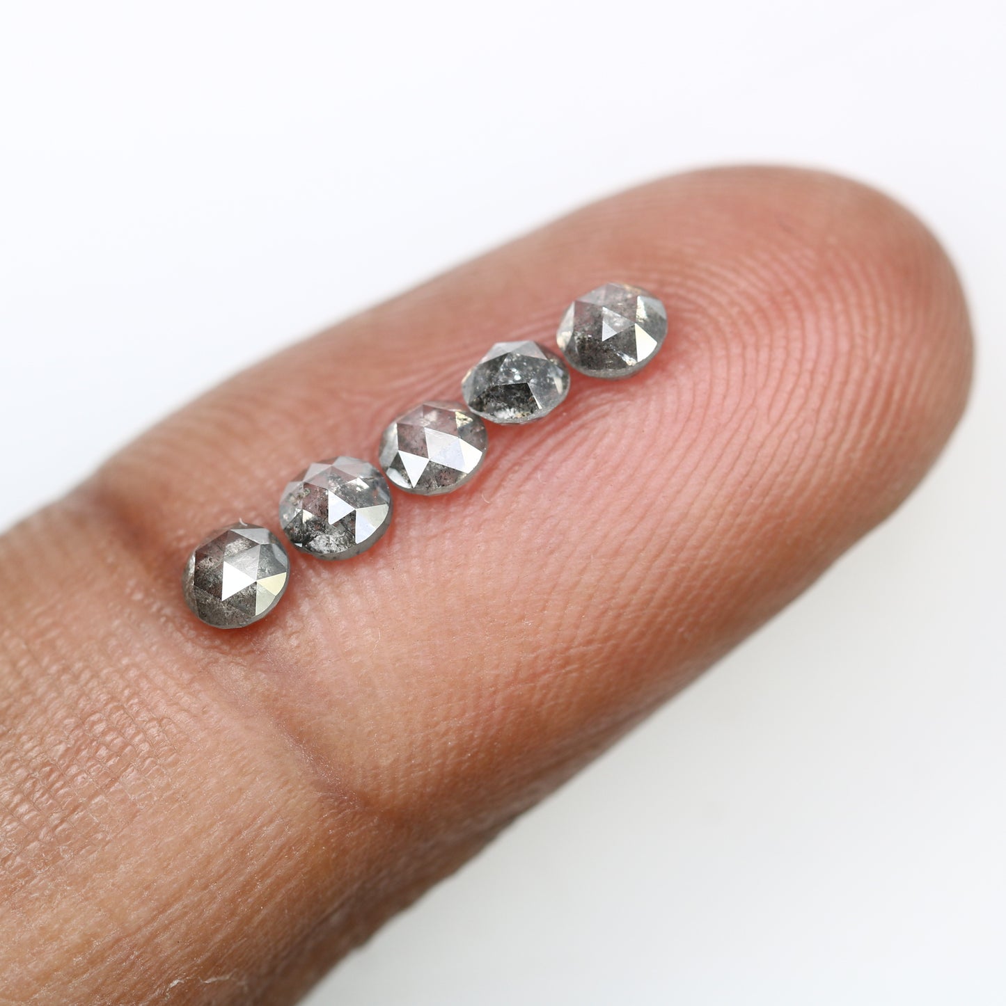 1.07 CT 3.40 to 3.60 MM Loose Salt And Pepper Round Rose Cut Diamond For Engagement Ring - JayKrishna Diamond