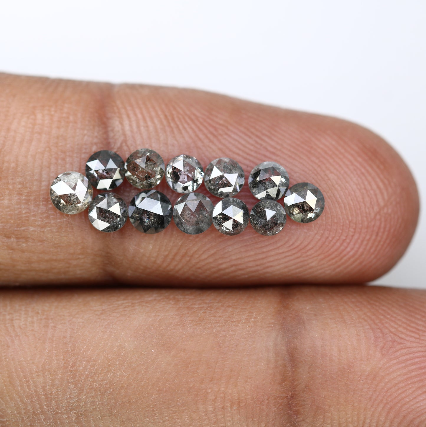 2.04 CT 3.10 MM Round Rose Cut Loose Salt And Pepper Natural Diamond For Engagement Ring - JayKrishna Diamond