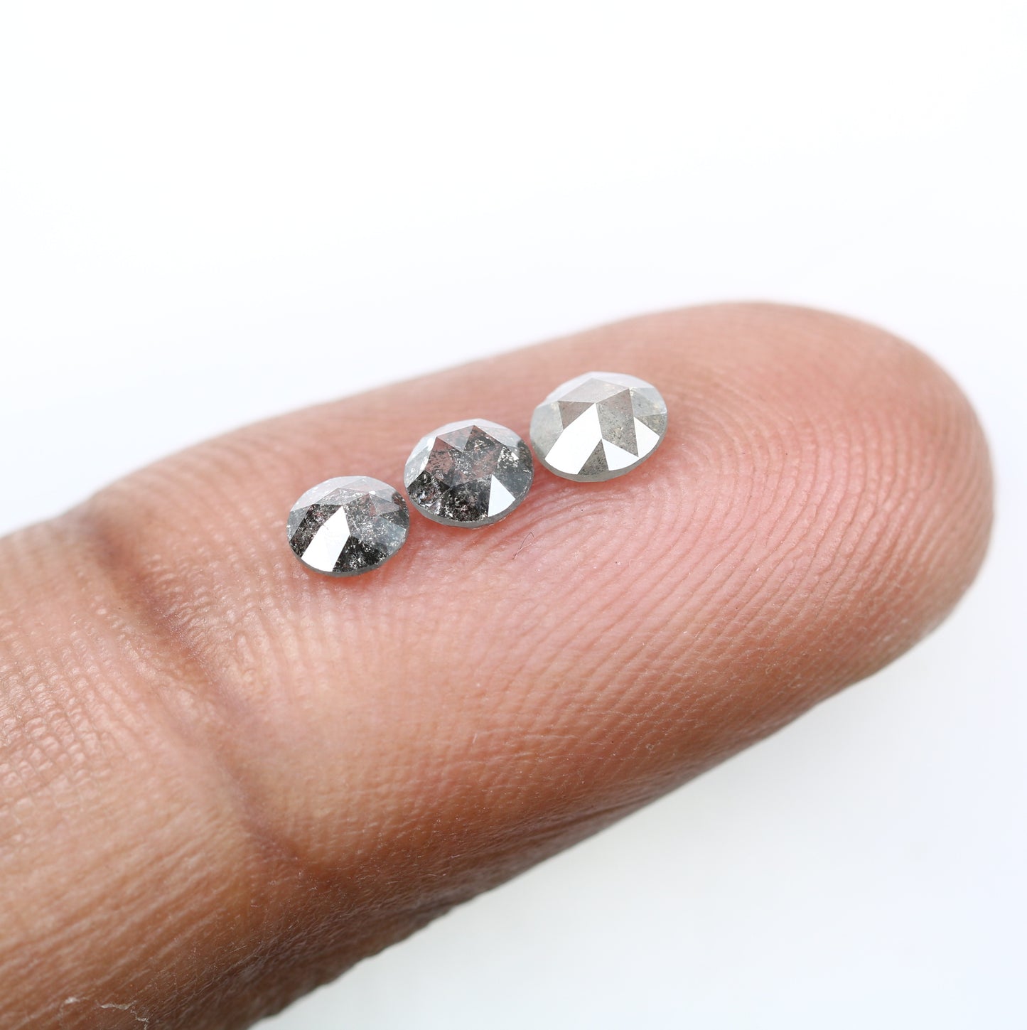 0.79 CT Round Rose Cut Salt And Pepper Diamond For Engagement Ring - JayKrishna Diamond