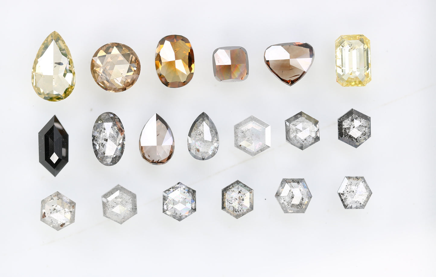 0.12 CT to 0.52 CT Natural Salt and Pepper Loose Diamonds in Mixed Shapes for Engagement Rings, Custom Jewelry and Chic Bracelets - JayKrishna Diamond