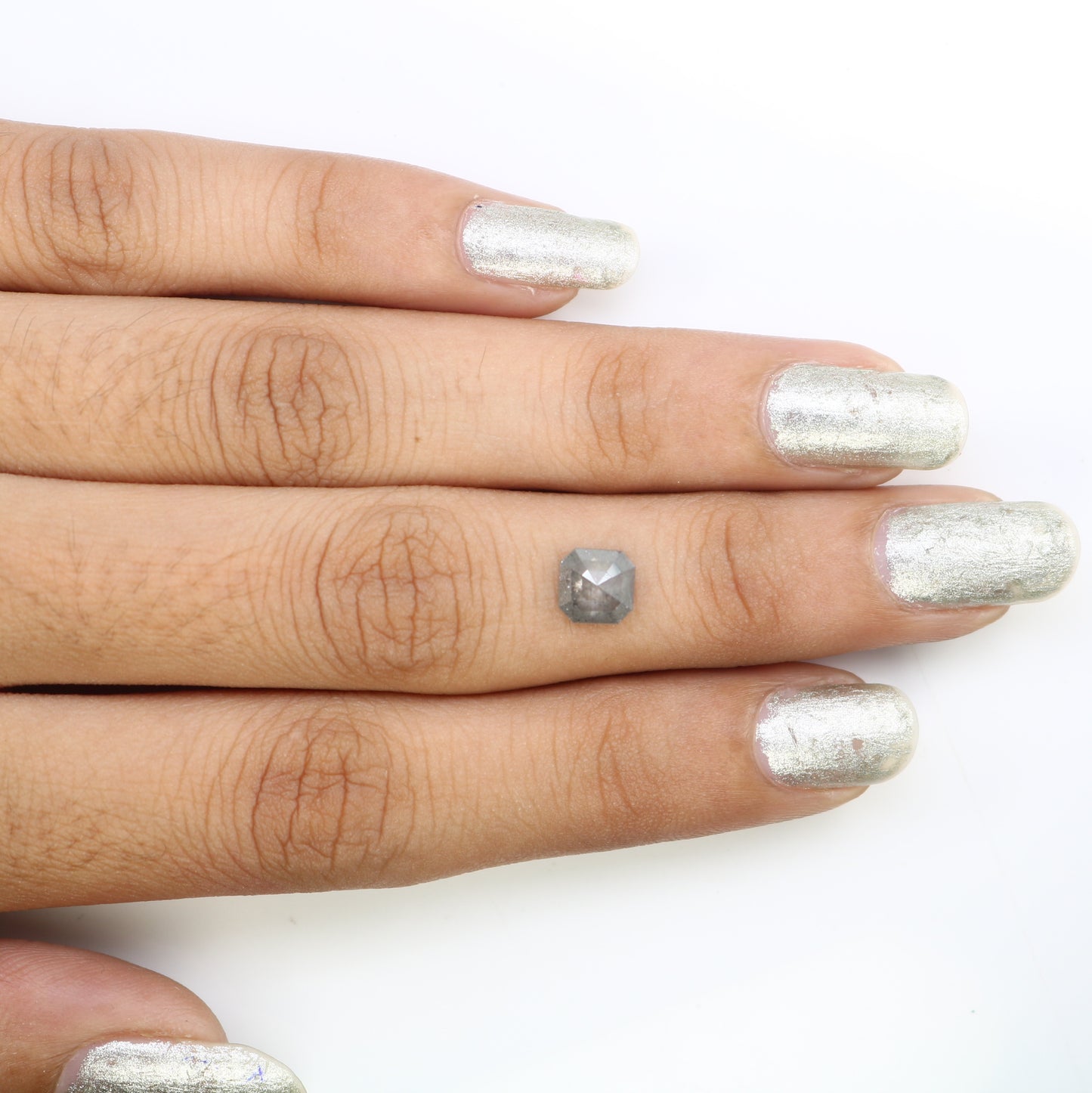 0.92 CT Asscher Shape Salt And Pepper Diamond For Engagement Ring - JayKrishna Diamond