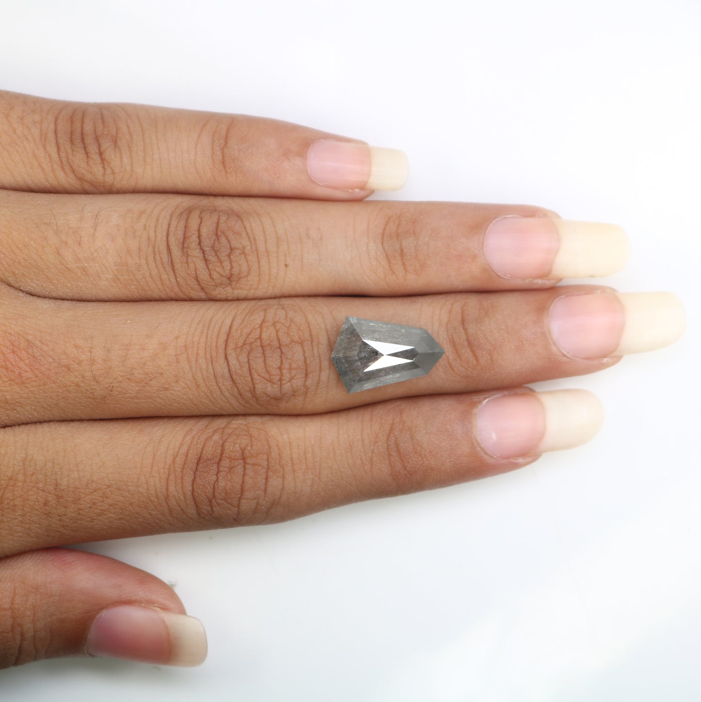 6.60 CT 16.00 CT Natural Shield Shape Salt And Pepper Diamond For Engagement Ring - JayKrishna Diamond