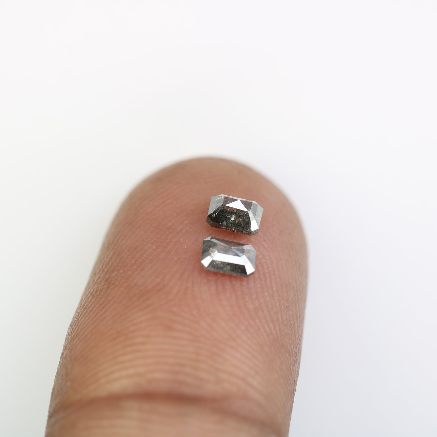 0.53 CT Salt And Pepper Loose Emerald Shape Pair Diamond For Engagement Ring - JayKrishna Diamond