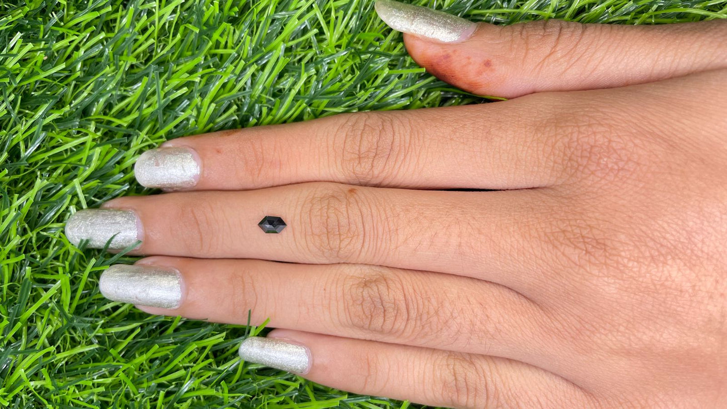 0.32 CT Elongated Hexagon Cut Black Diamond – Perfect for Engagement Rings | Unique Elongated Black Hexagon Diamond - JayKrishna Diamond